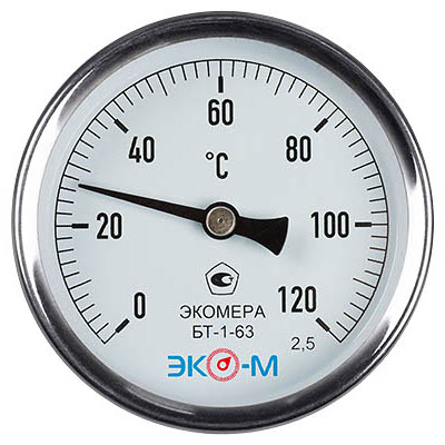 Термометр биметаллический БТ-1-63, 0-120C